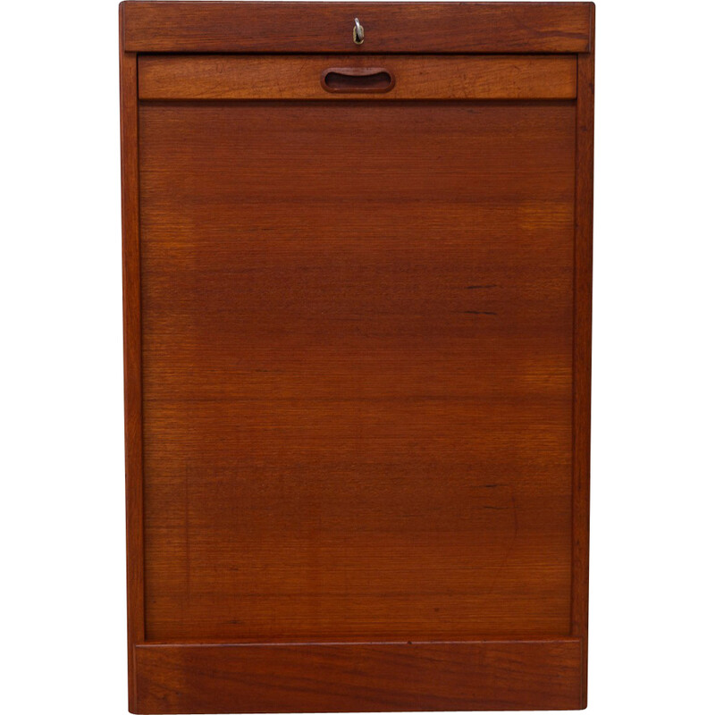 Armoire vintage danoise en teck avec porte à tambour, 1960