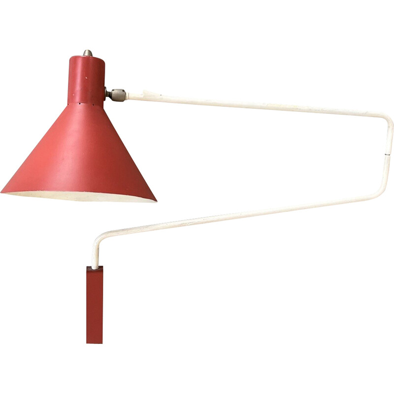 Vintage Elbow paperclip wall lamp by J. Hoogervorst for Anvia, 1960
