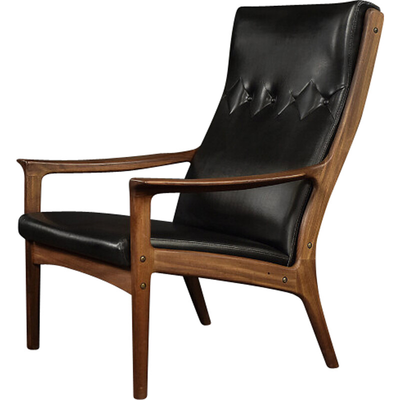 Vintage Scandinavian Danish high back teak armchair, 1960s