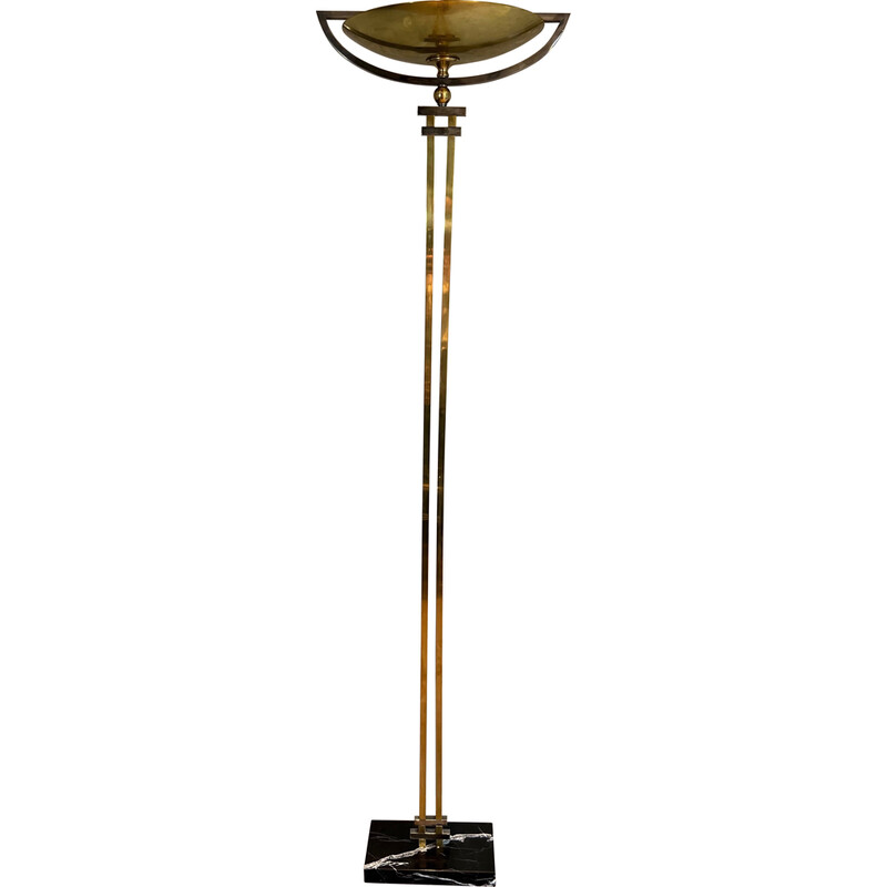 Vintage floor lamp in steel and brass, France 1970