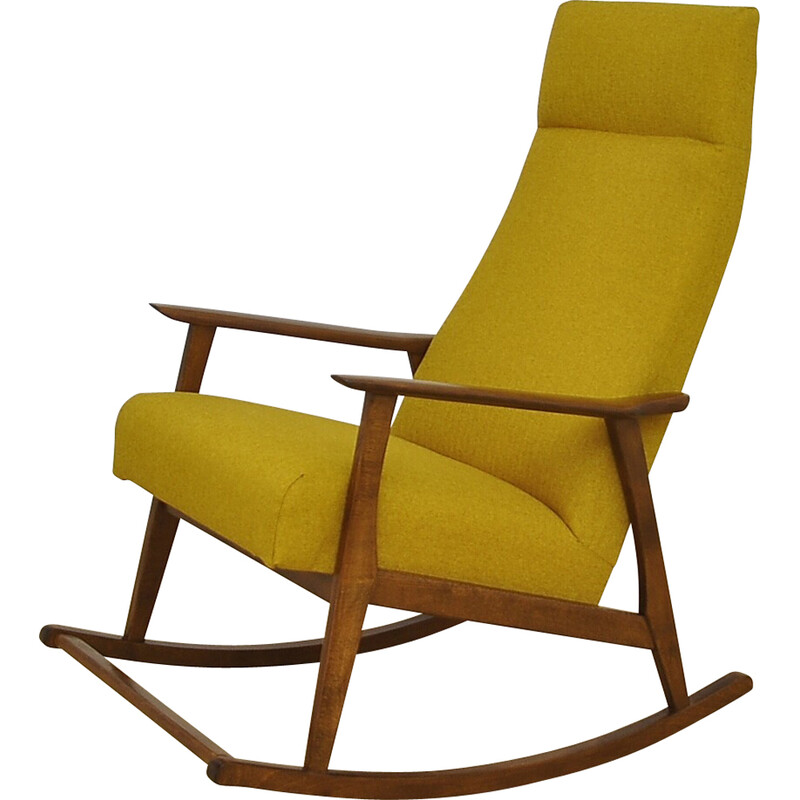 Chaise à bascule jaune vintage, 1950-1960