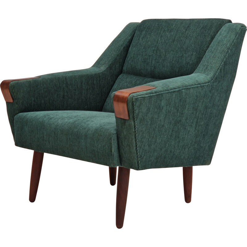 Danish vintage armchair in velvet-corduroy by Rolschau Møbler, 1970s