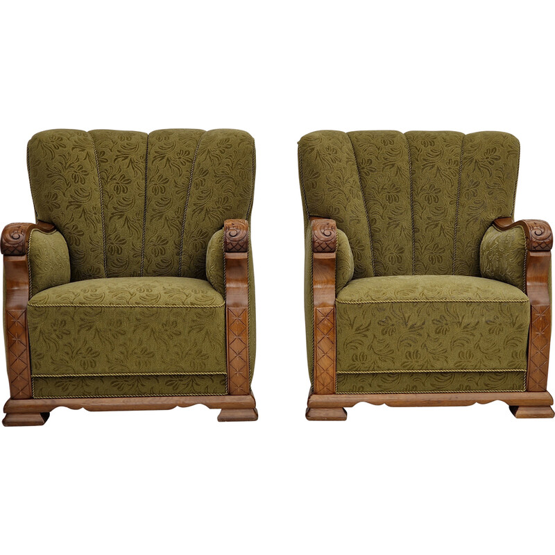 Pair of vintage Danish fabric armchairs, 1950