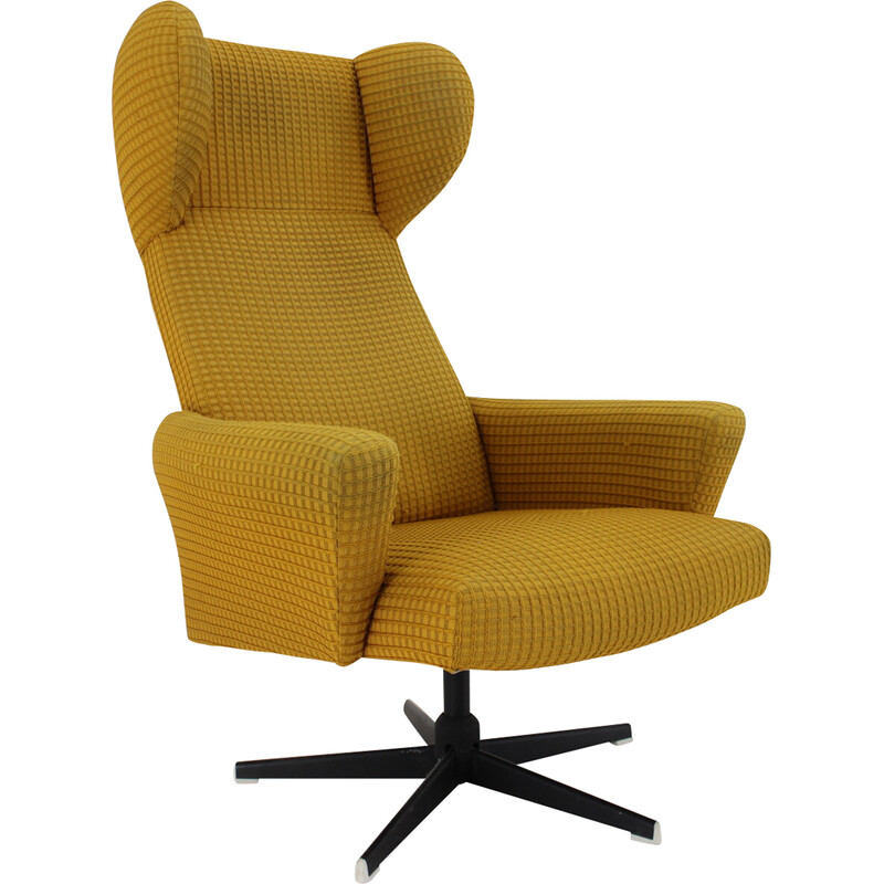 Vintage swivel wing armchair, Czechoslovakia 1970s