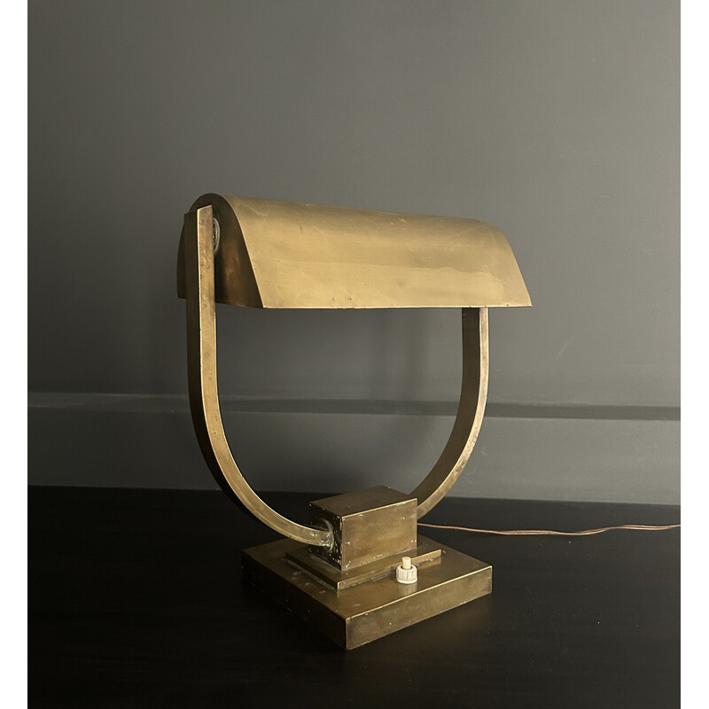 Vintage-Lampe aus massivem Messing, Frankreich 1930