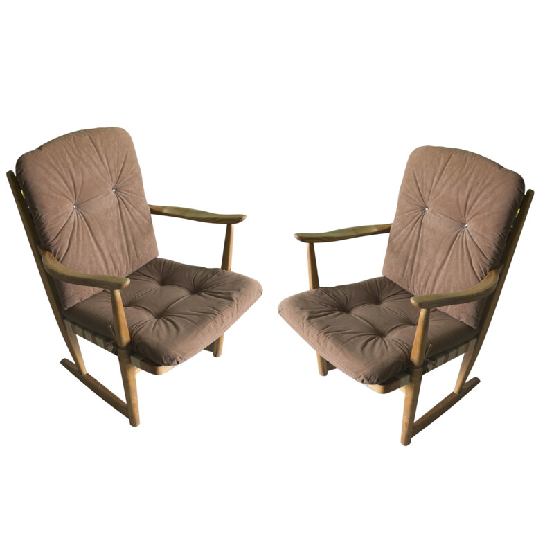Pair of vintage bentwood armchairs, Czech 1960