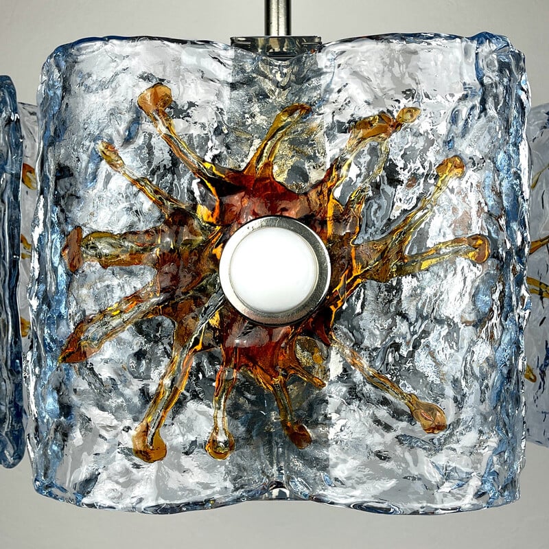 Mid-century ice Murano glass chandelier by Toni Zuccheri, Italy 1970s