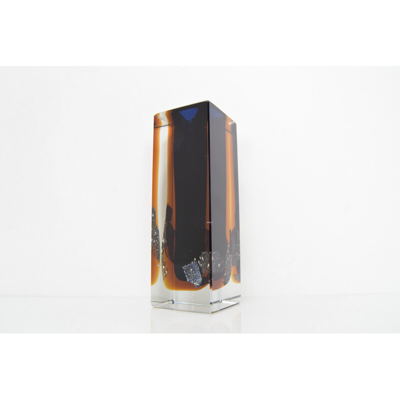 Vintage cut vase "Night sky" by Pavel Hlava, Czechoslovakia 1950