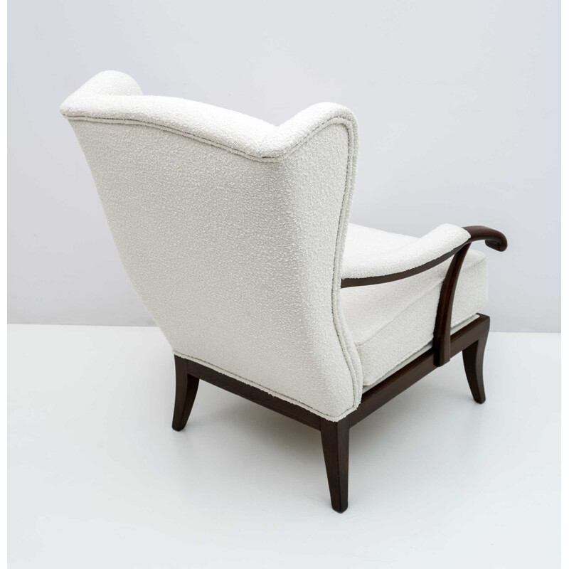 Italiaanse fauteuil van walnoot en coating uit het midden van de eeuw, Paolo Buffa, 1950