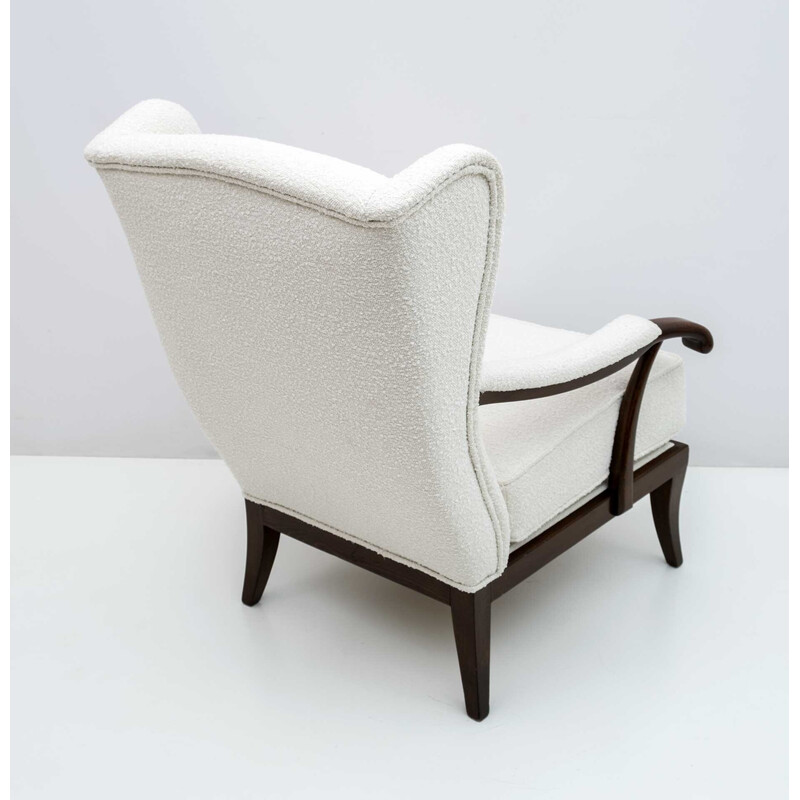 Mid-century Italian walnut and coating boucle armchair by Paolo Buffa, 1950s