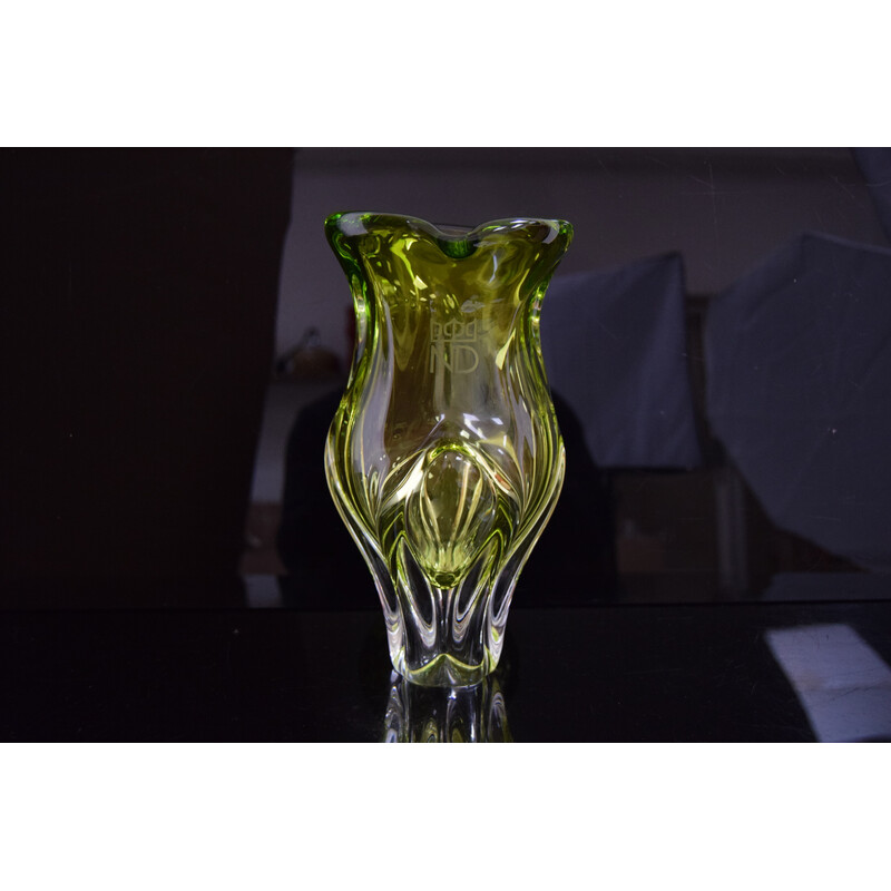 Vase vintage en verre d'art par Josef Hospodka, Tchécoslovaquie 1960
