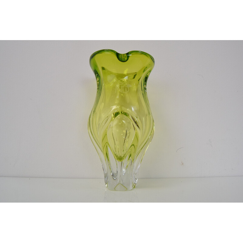 Vintage Art Glass vase de Josef Hospodka, Checoslováquia, anos 60