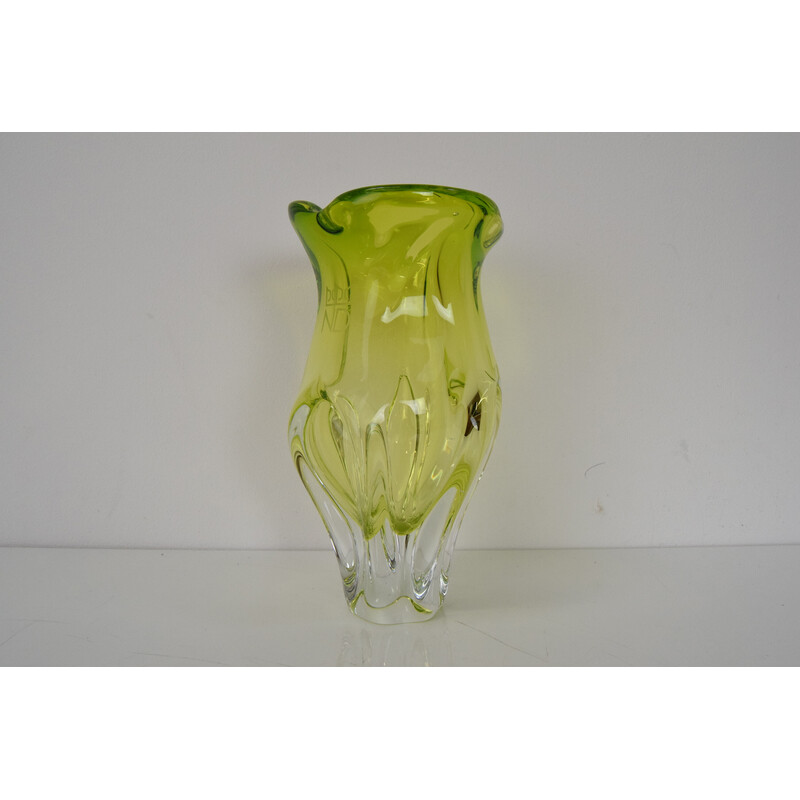 Vintage Vase aus Kunstglas von Josef Hospodka, Tschechoslowakei 1960er Jahre