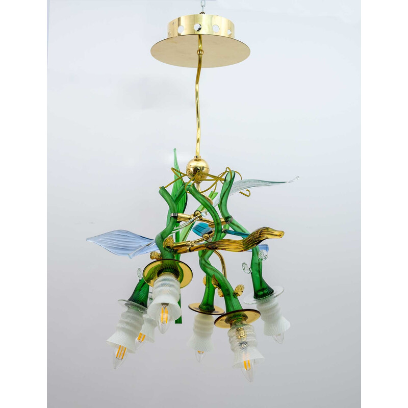 Vintage Borek Sipek cristal curvo e candelabro de latão "Luigi I" de Driade, 1989