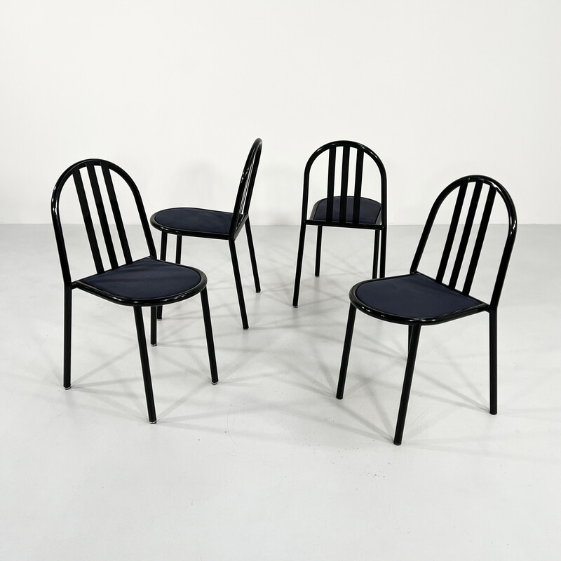 Ensemble de 4 chaises vintage en tissu N. 222 par Robert Mallet-Stevens pour Pallucco, 1980