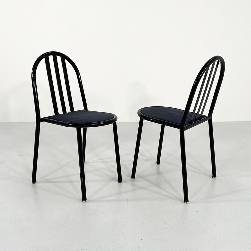 Conjunto de 4 cadeiras de tecido vintage N. 222 de Robert Mallet-Stevens para Pallucco, década de 1980