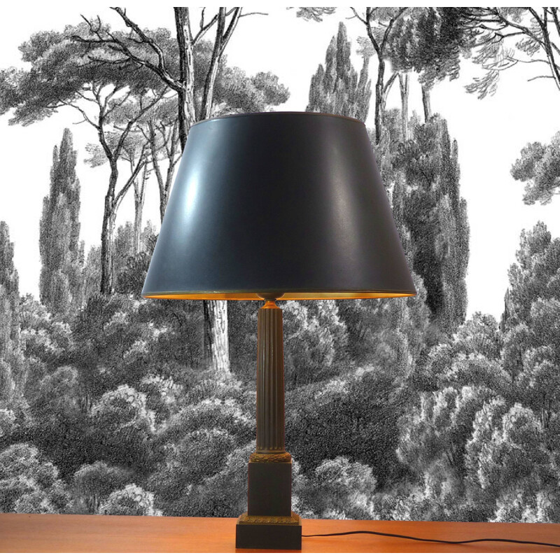 Vintage table lamp in black lacquered sheet metal