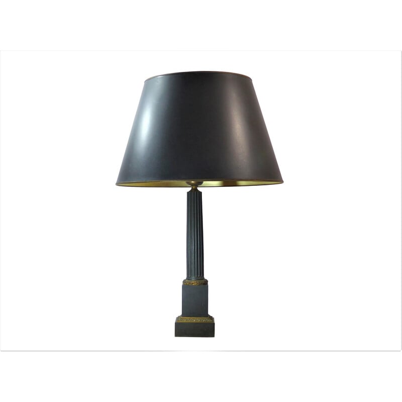 Lampe de table vintage en tôle laquée noire