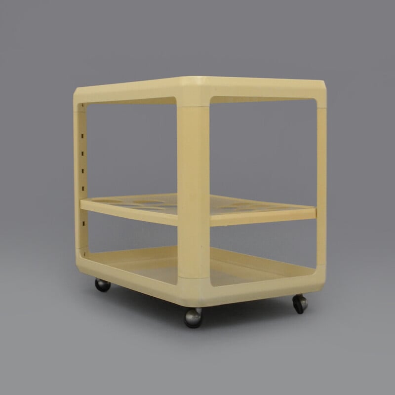 Vintage white bar trolley by Alberto Rosselli for Kartell, 1970s