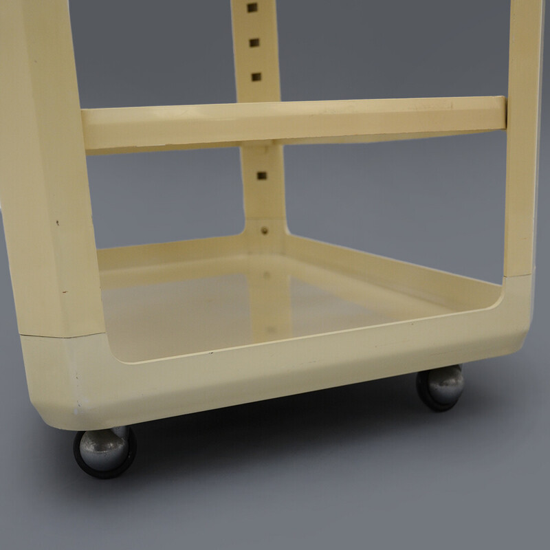 Vintage white bar trolley by Alberto Rosselli for Kartell, 1970s