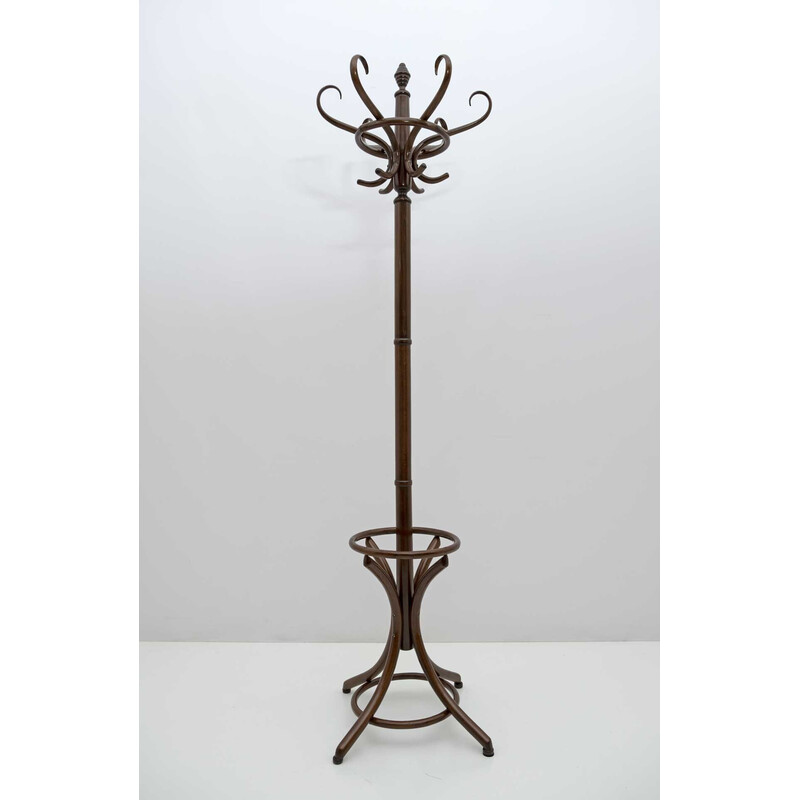 Art Nouveau vintage clothes hangers with umbrella stand by Thonet