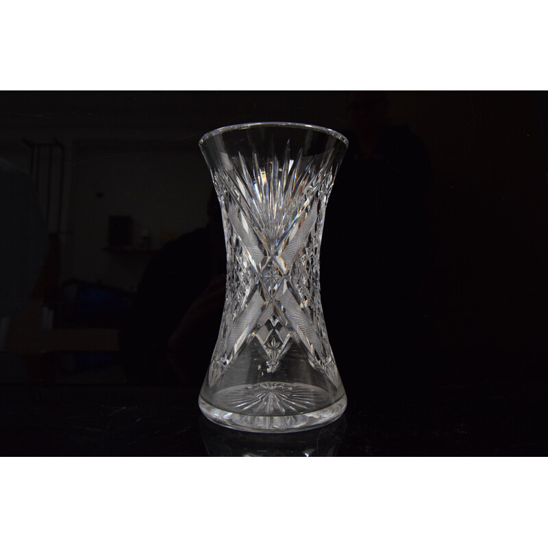 Vaso vintage in vetro cristallo tagliato, anni '60