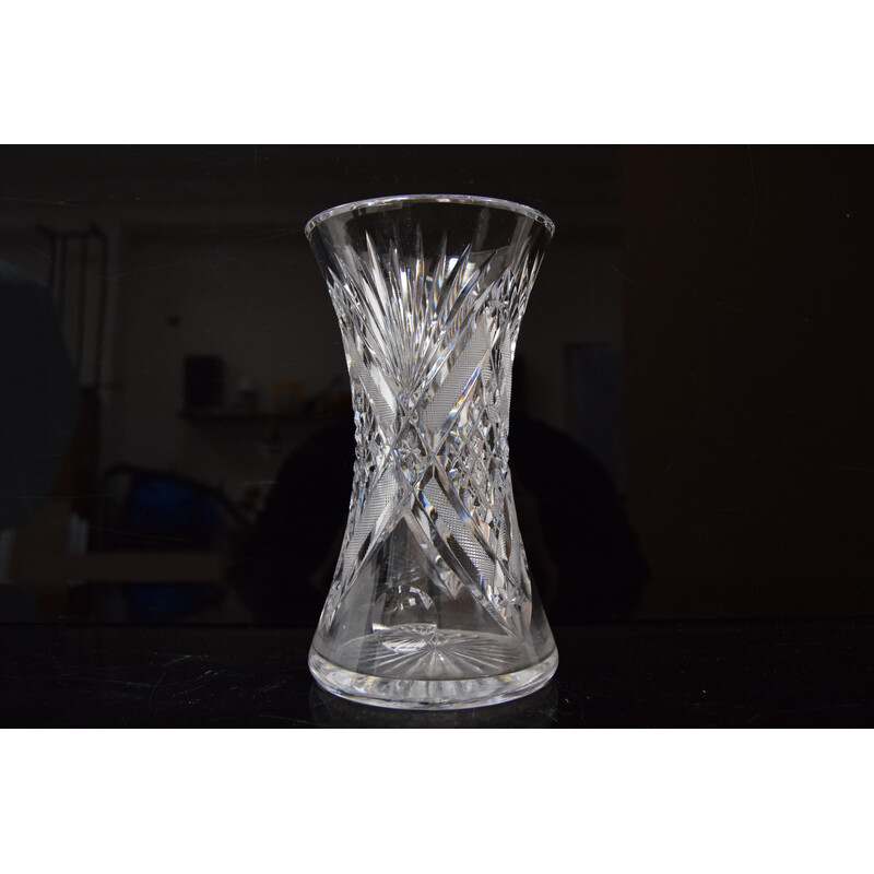 Vaso vintage em vidro cristal cortado, anos 60