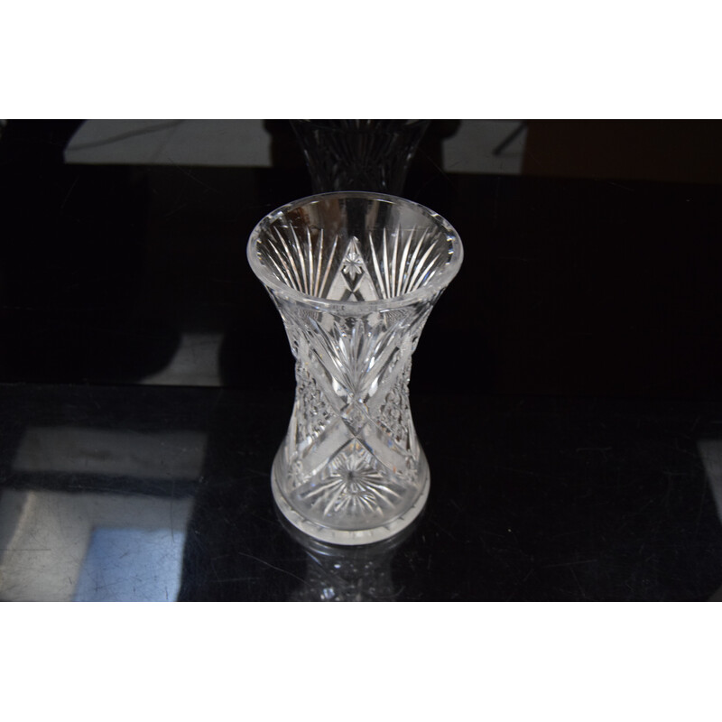 Vase vintage en verre de cristal taillé, 1960