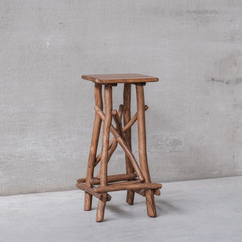 Vintage wooden bar stool, Belgium 1970s