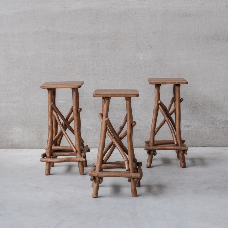 Vintage wooden bar stool, Belgium 1970s