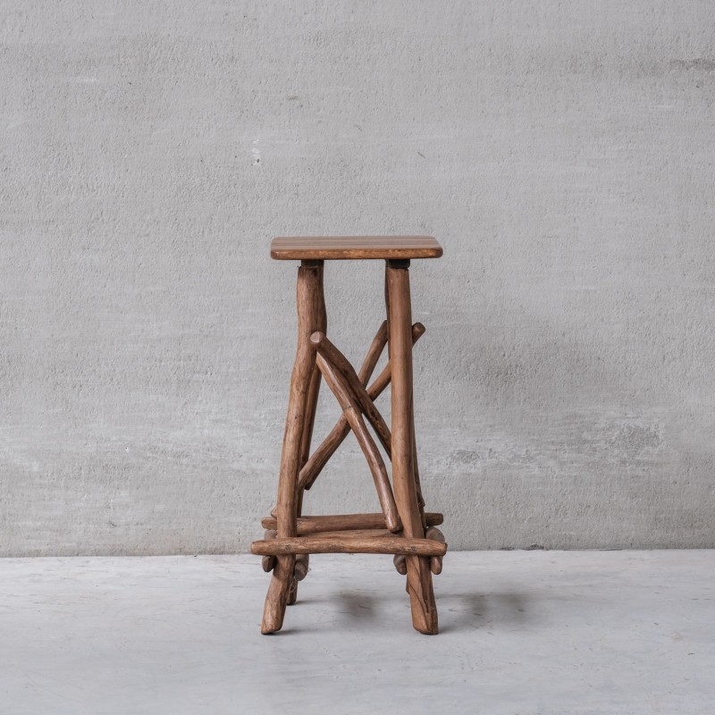 Vintage wooden bar stool, Belgium 1970s