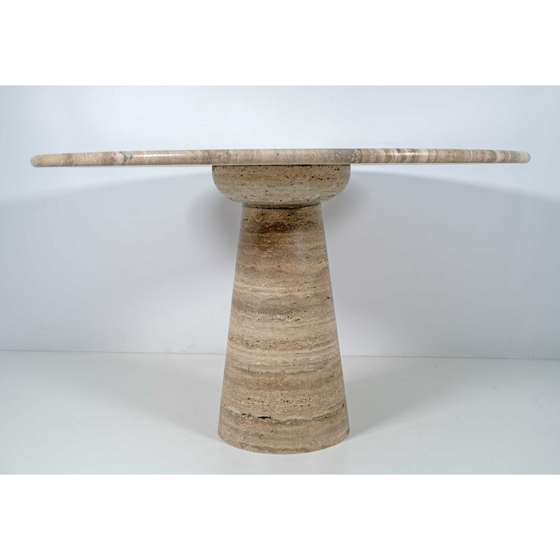 Vintage round table in travertine, 1970