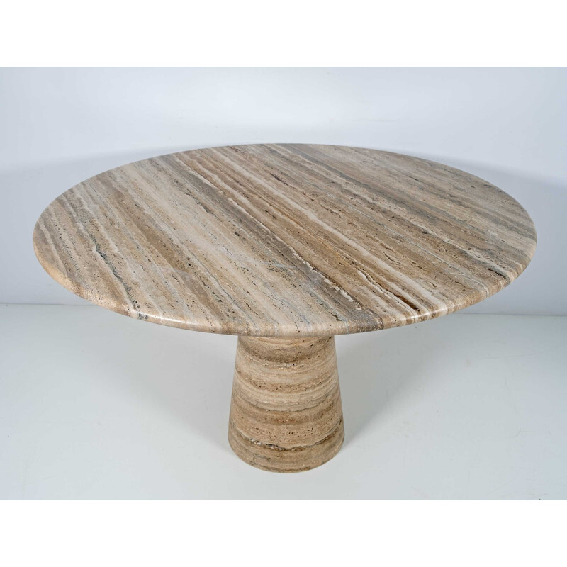 Vintage round table in travertine, 1970