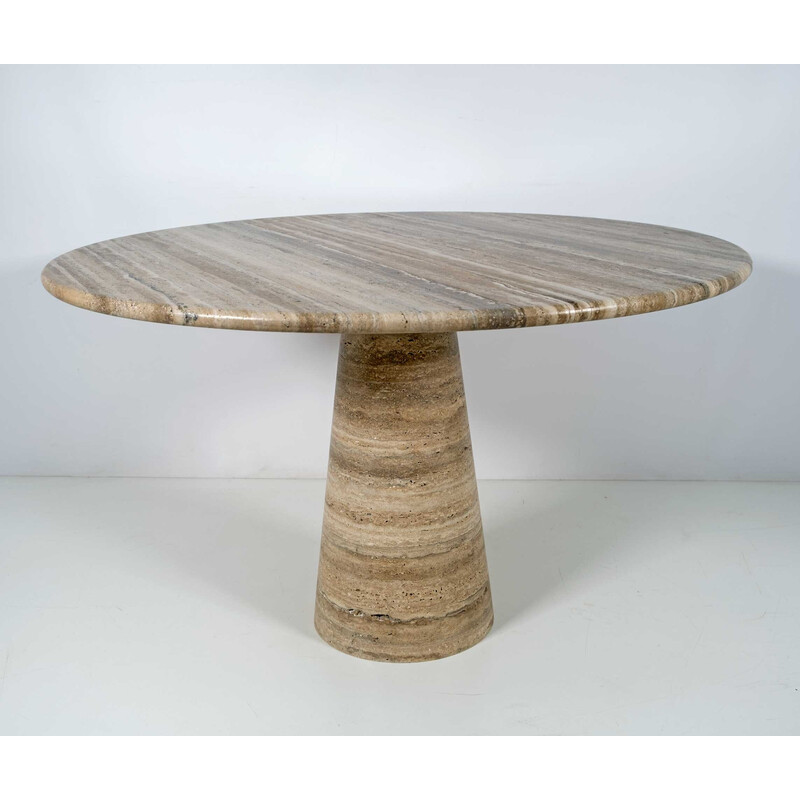 Vintage round table in travertine, 1970