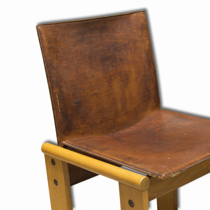 Ensemble de 4 chaises en cuir d'Afra et Tobia Scarpa pour Molteni - 1970