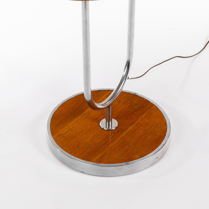 Vintage Bauhaus floor lamp with shelf, 1930s