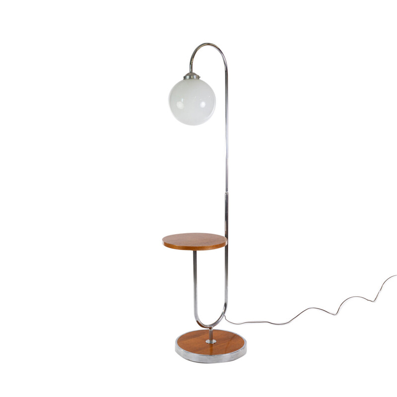 Vintage Bauhaus vloerlamp met plank, jaren 1930