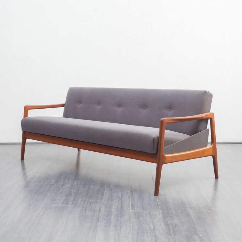 Mid-century teak sofa with fold-out function, 1960s