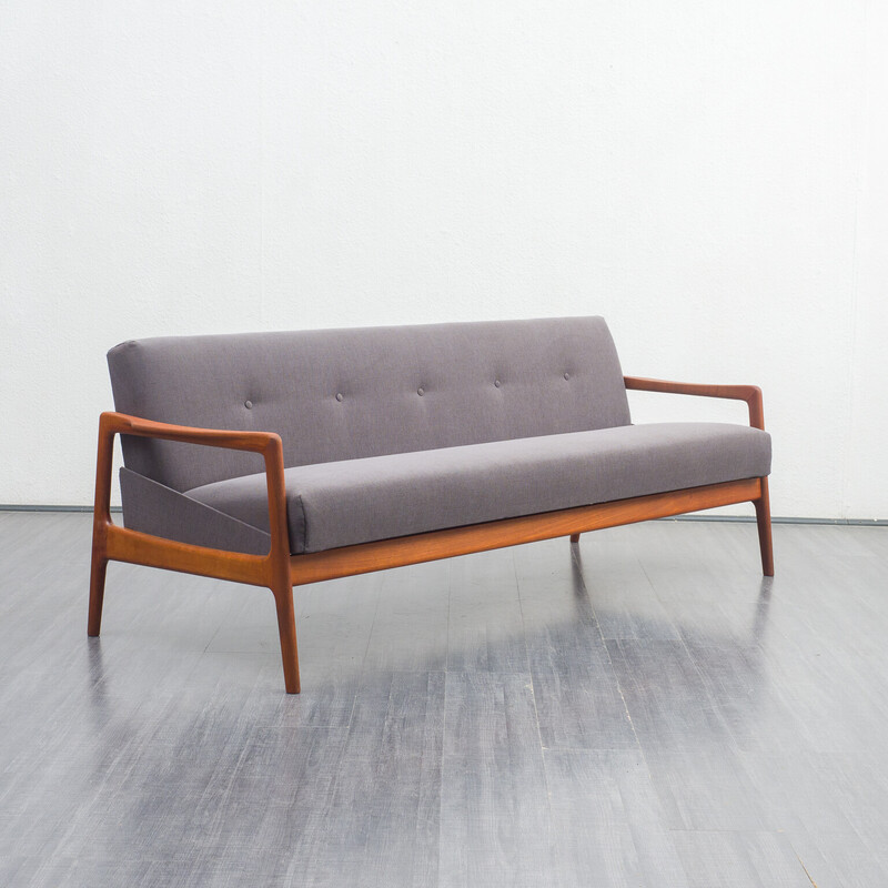 Mid-century teak sofa with fold-out function, 1960s