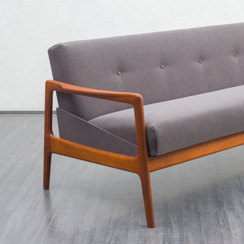 Mid-century teak sofa with fold-out function, 1960s