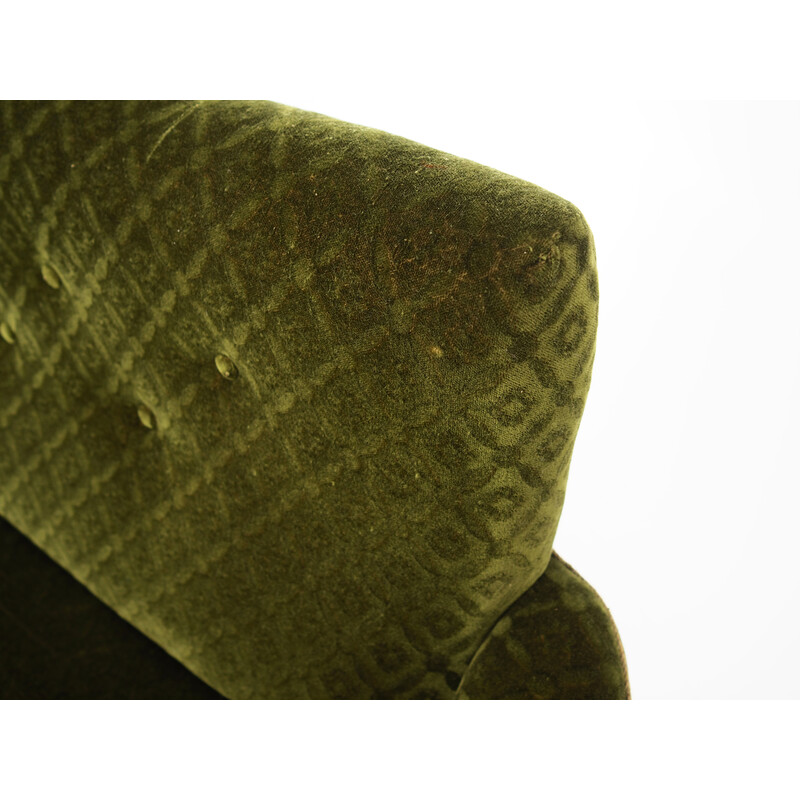 Sofá-cama Vintage em faia e tecido verde