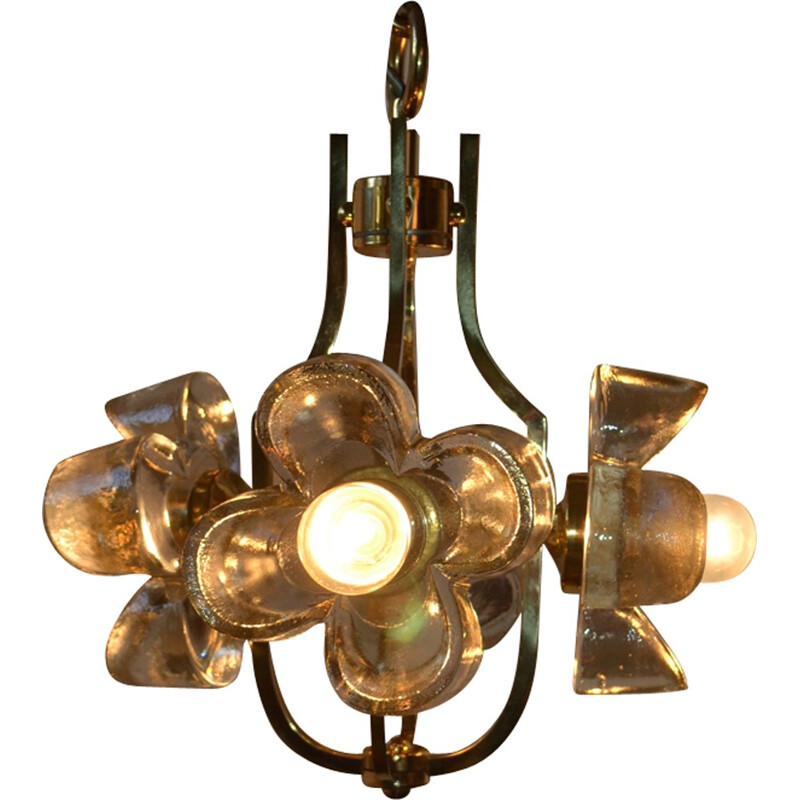 Floral glass chandelier produced by Simon & Schelle - 1960s