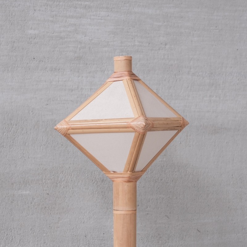 Vintage floor lamp in bamboo and linen, Belgium 1980