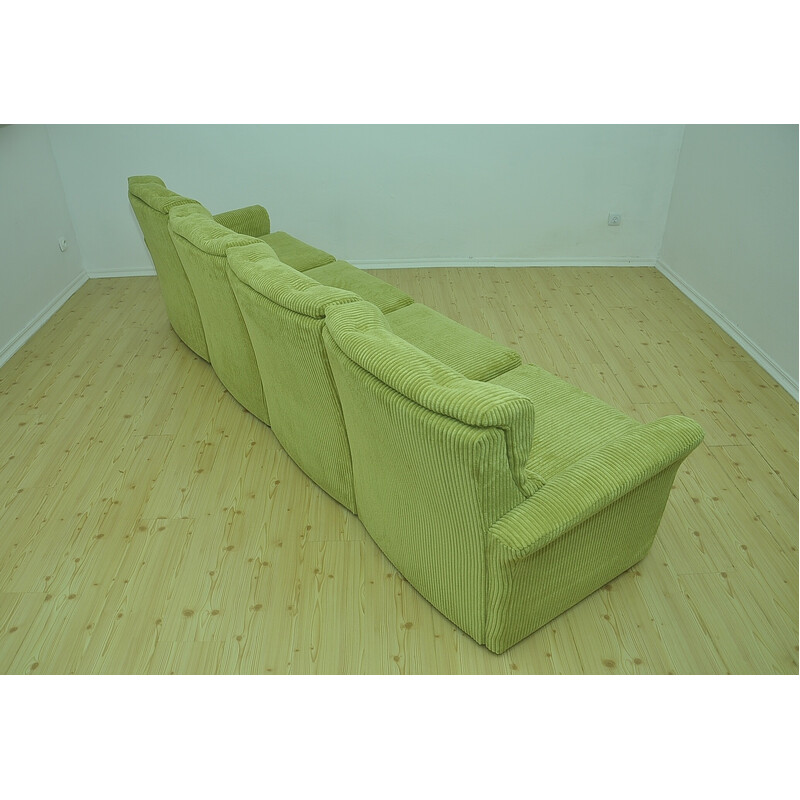 Vintage modular sofa in green velvet, 1970