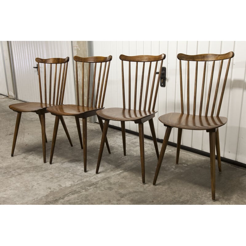 Lot de 4 chaises scandinaves vintage Menuet de Baumann, 1980