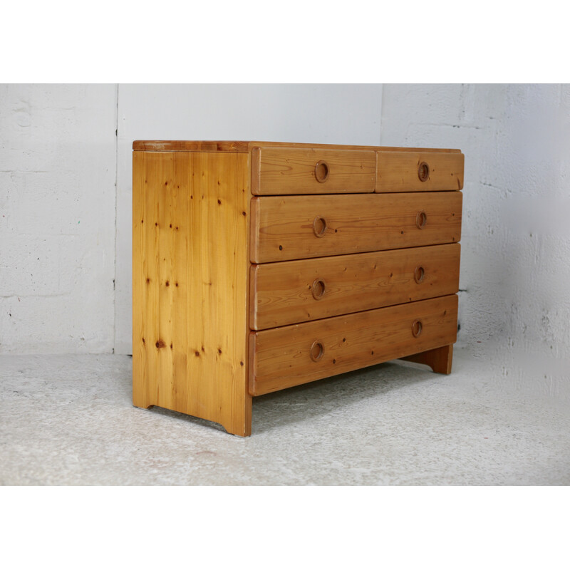 Vintage pine chest of drawers, Charlotte Perriand selection for Les Arcs, France