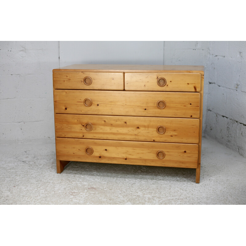Vintage pine chest of drawers, Charlotte Perriand selection for Les Arcs, France