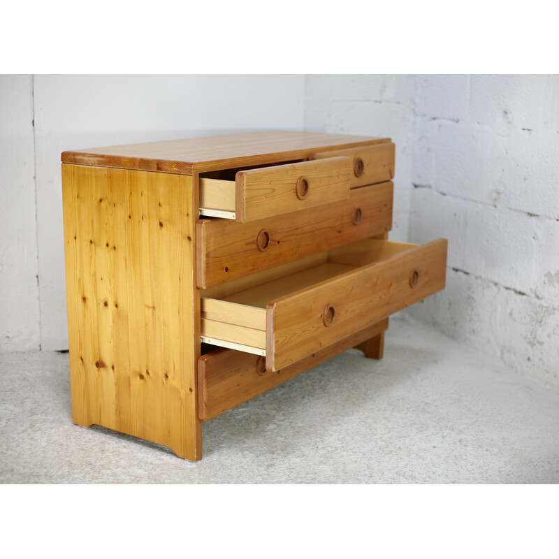 Vintage pine chest of drawers, Charlotte Perriand selection for Les Arcs, France