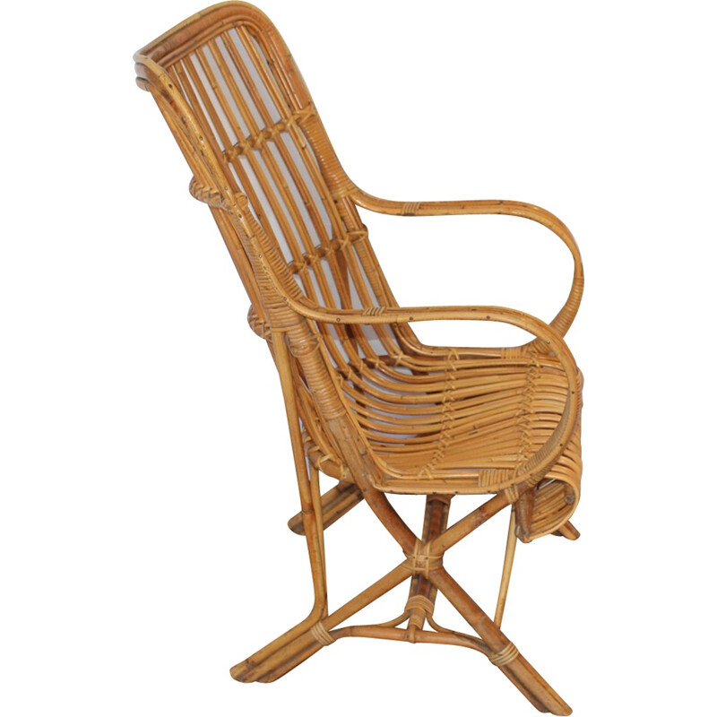 French rattan armchair - 1950s