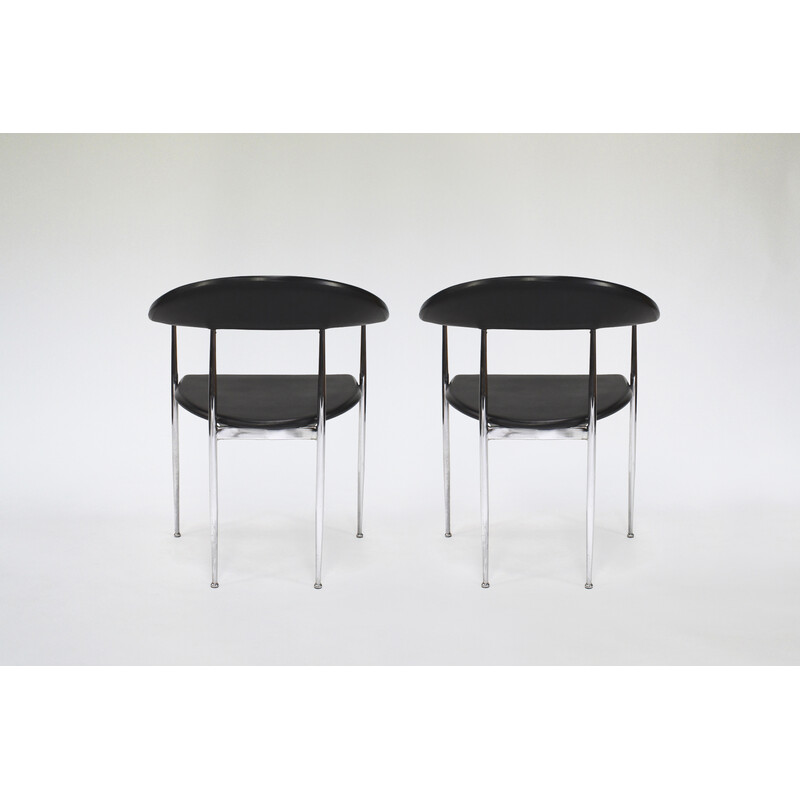 Pair of vintage armchairs in chromed steel and rubber by Giancarlo Vegni for Fasem, Italy 1980